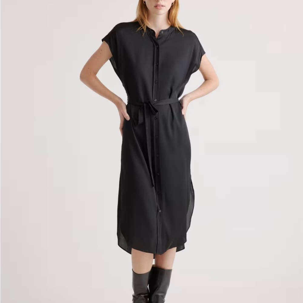 Elegant Black Button-Down Dress